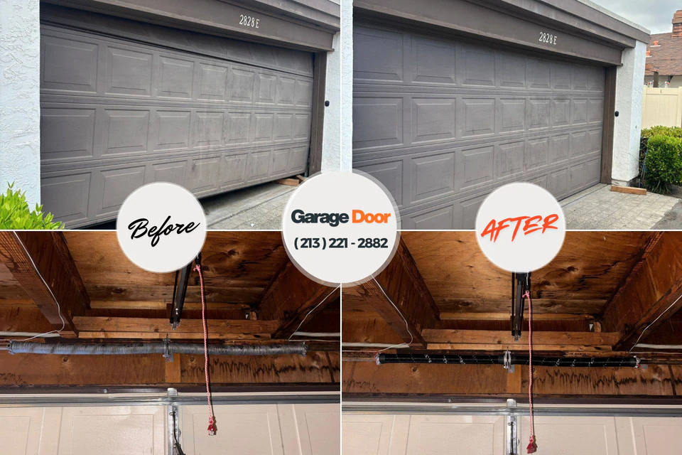 Before and after: garage door repair Cataula, GA